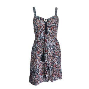 NO BOUNDARIES Multicolored Sleeveless Pullover Tassle Detail Dress Juniors L